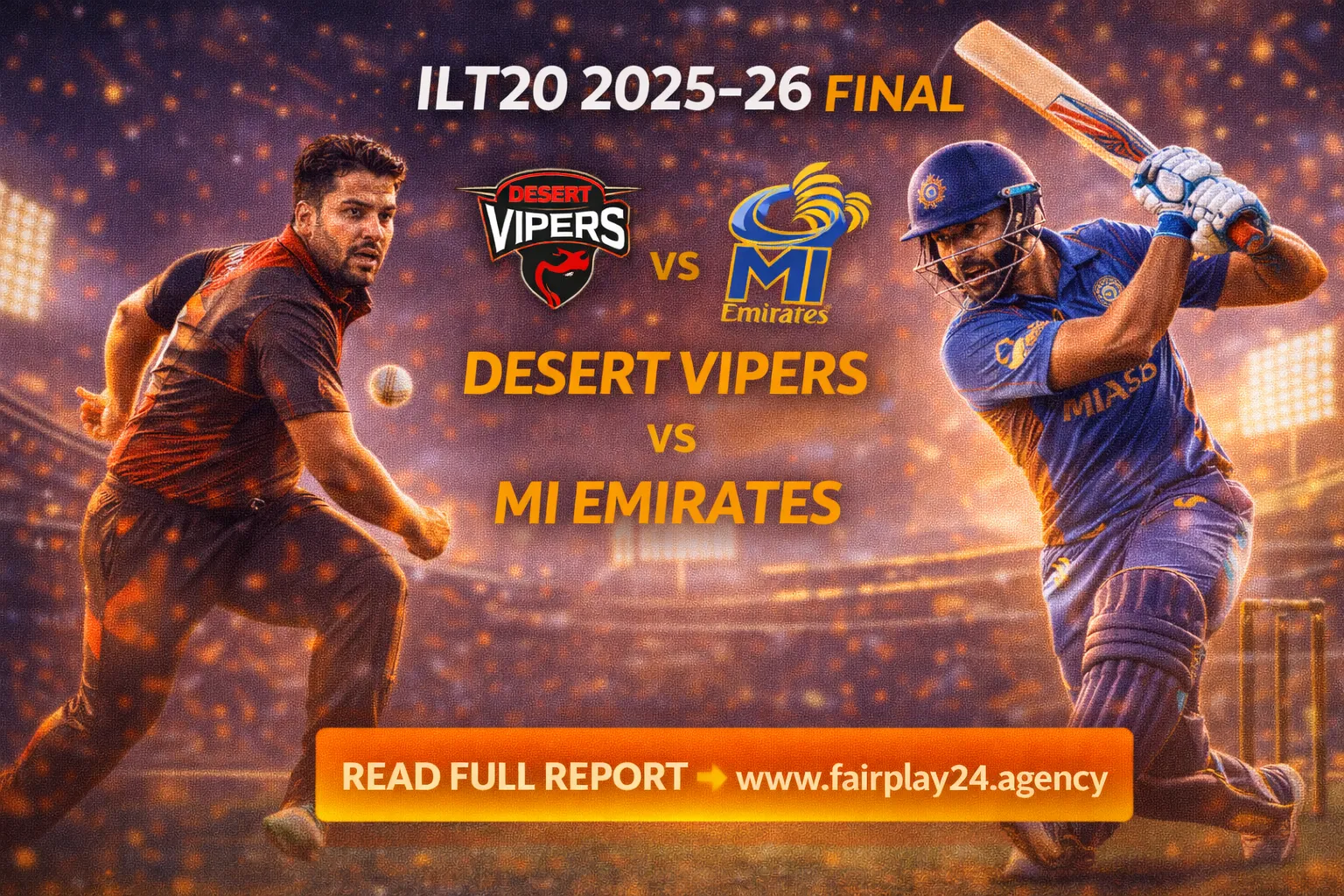 Read more about the article DV vs MIE Final, ILT20 2025–26: Desert Vipers Crowned Champions in a Thrilling Showdown