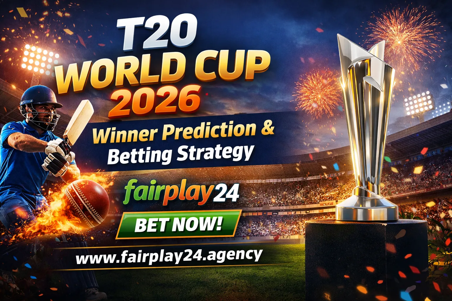 T20 World Cup 2026 Winner Prediction & Betting Strategy Fairplay24