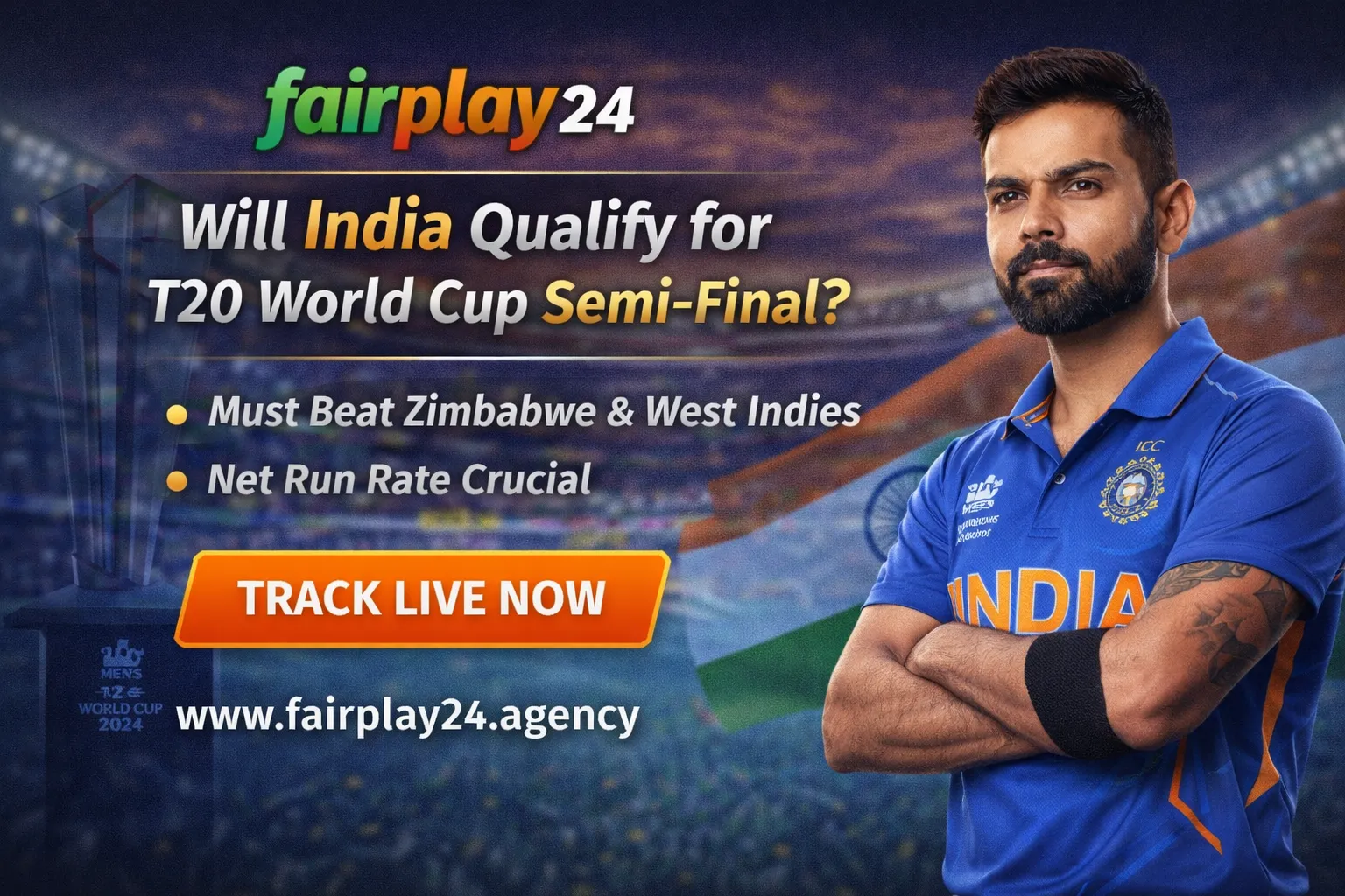 Read more about the article Will India Qualify for the Semi-Final? Super 8 Scenario Explained | Fairplay24
