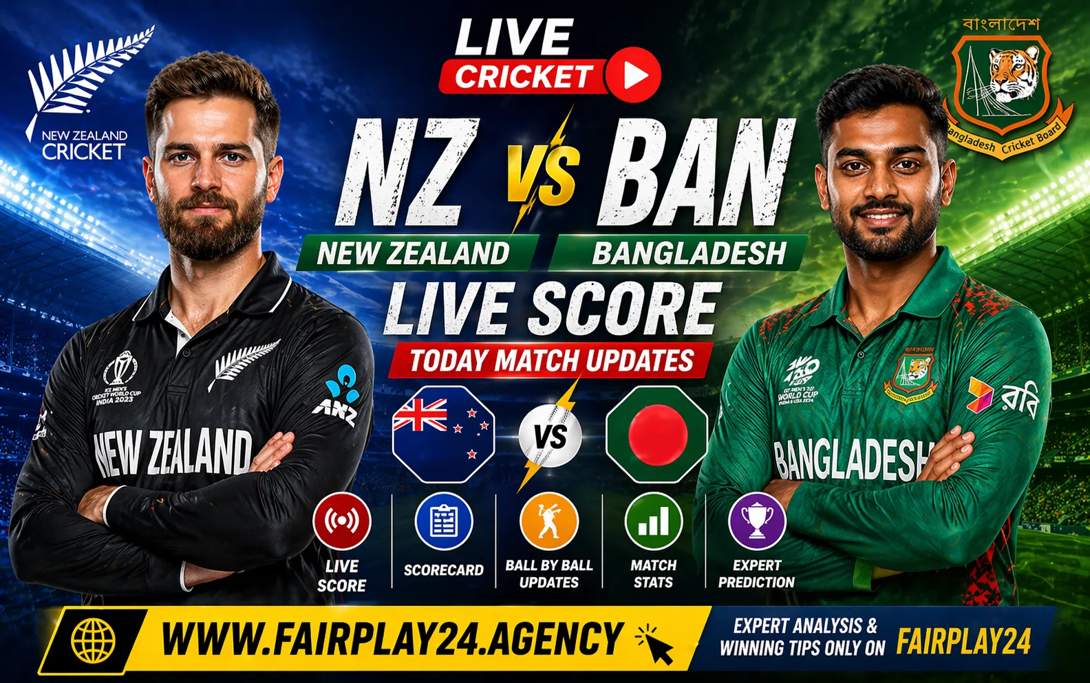 Read more about the article NZ vs Bangladesh Live Cricket Score, Match Prediction & Today Match Updates – Fairplay24
