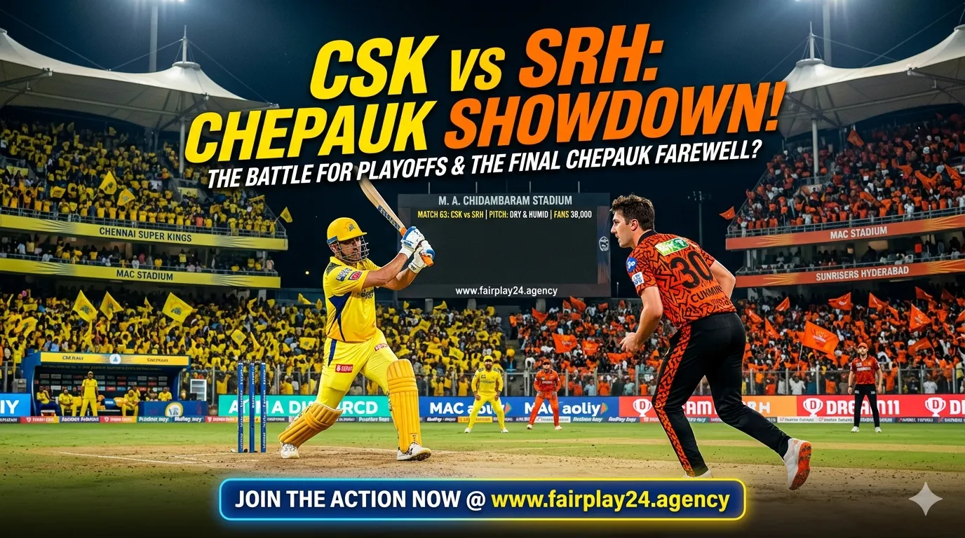 Read more about the article IPL 2026 Match 63 Prediction: Chennai Super Kings vs. Sunrisers Hyderabad—The Battle for Playoff Survival at Chepauk