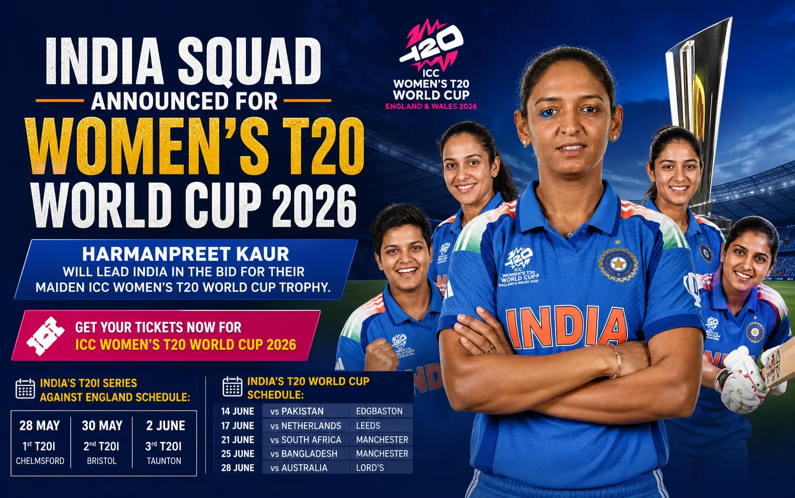 India Women’s Squad for T20 World Cup 2026 – Full Team, Schedule & Fairplay24 Prediction